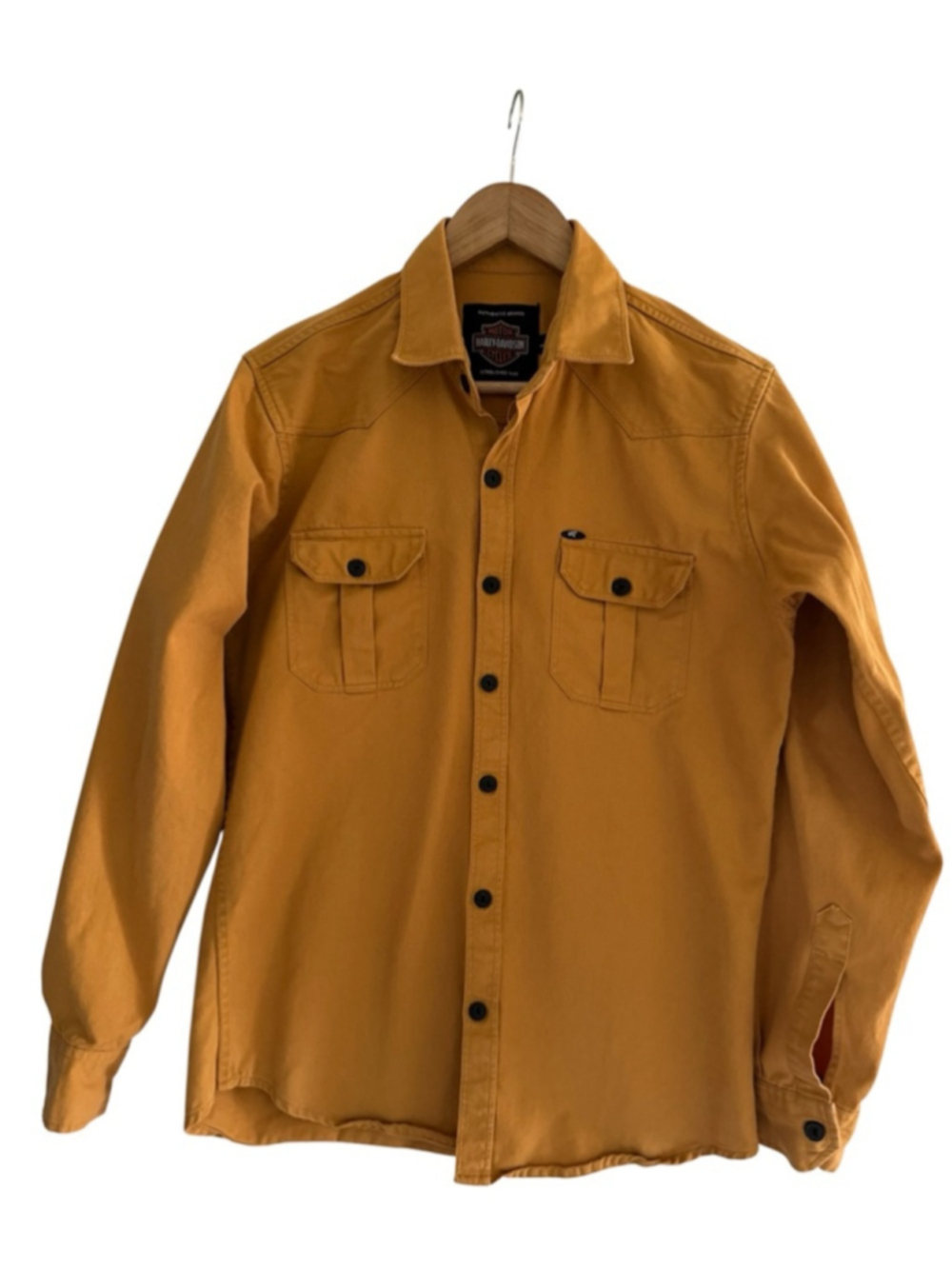 harley davidson western shirt mustard workwear button up
